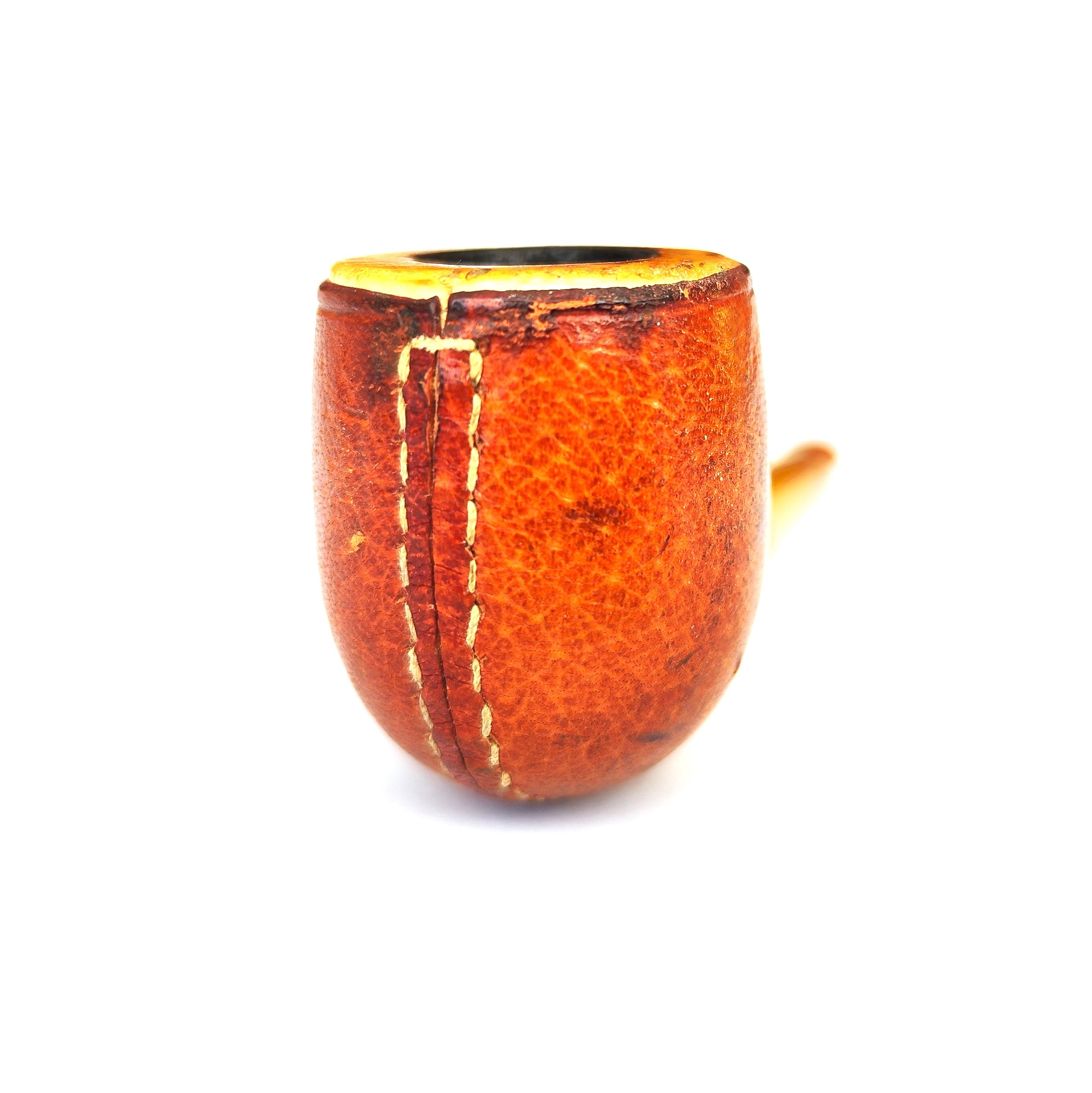 Vintage Leather-Clad Block Meerschaum Pipe | Classic Billiard Estate Pipe