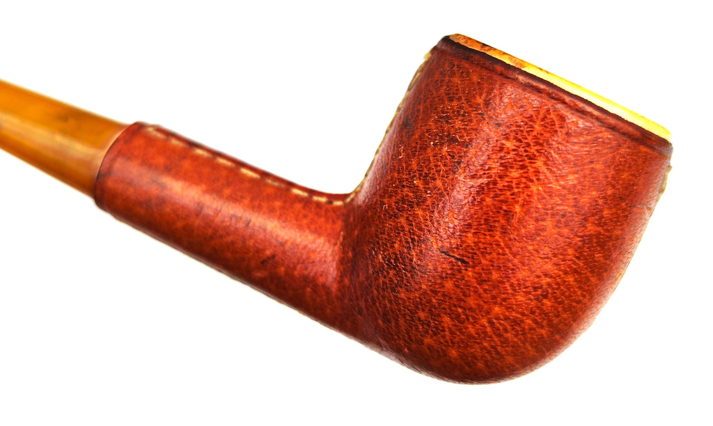Vintage Leather-Clad Block Meerschaum Pipe | Classic Billiard Estate Pipe