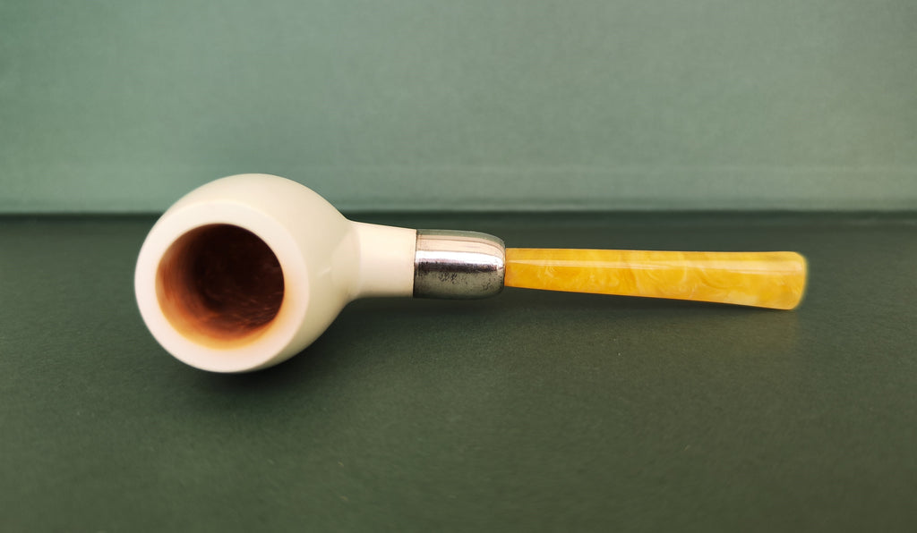 Andreas Bauer Meerschaum Pipe - Sterling Silver Army Mount Billiard
