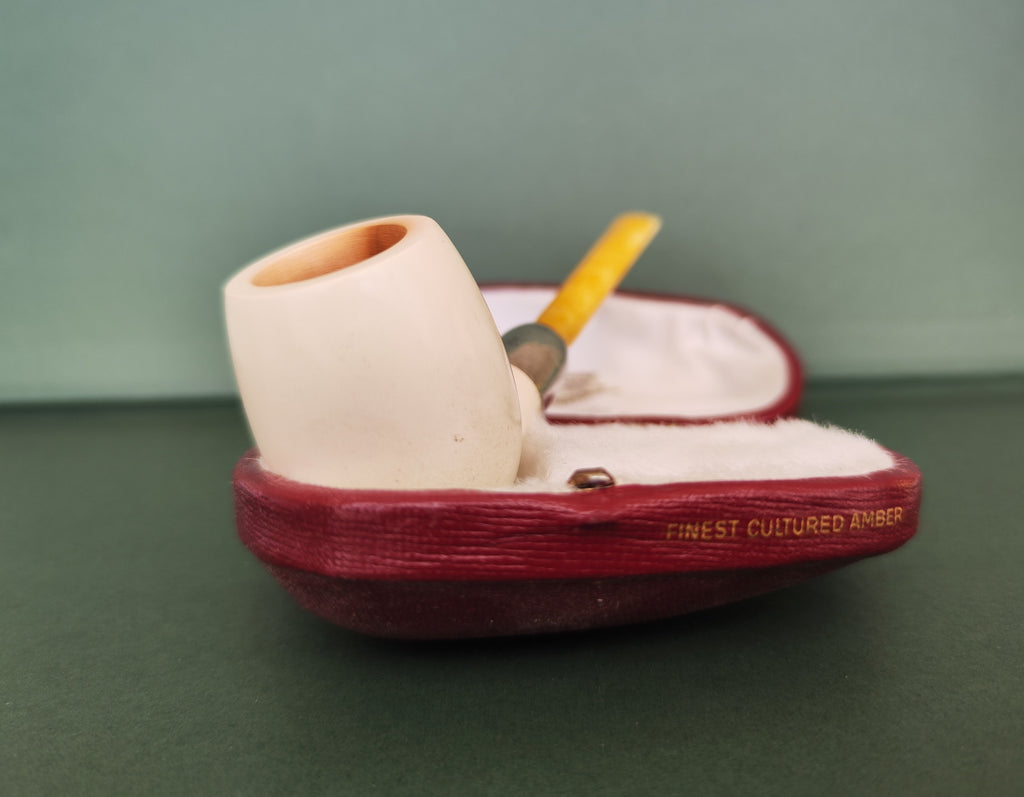 Andreas Bauer Meerschaum Pipe - Sterling Silver Army Mount Billiard
