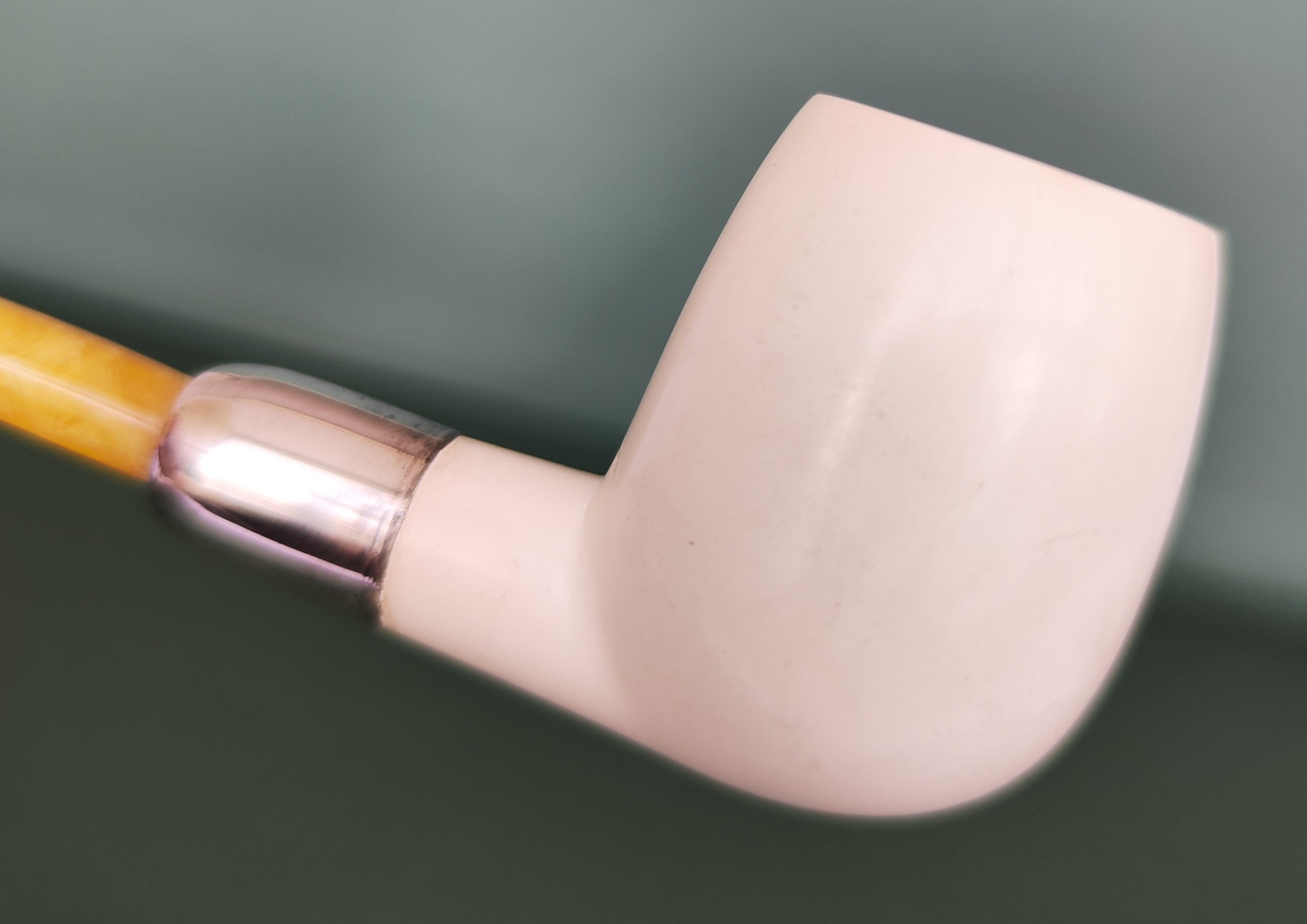 Andreas Bauer Meerschaum Pipe - Sterling Silver Army Mount Billiard