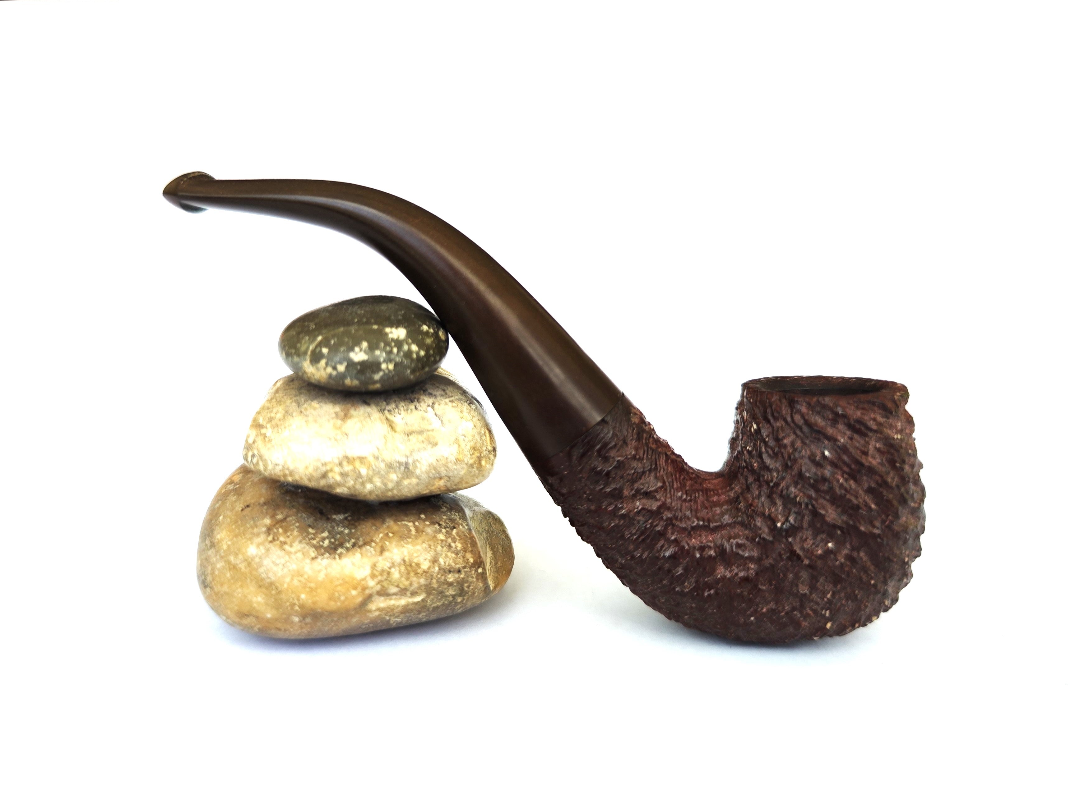 Silver Match Craggy Rustic Bent Billiard Estate Pipe