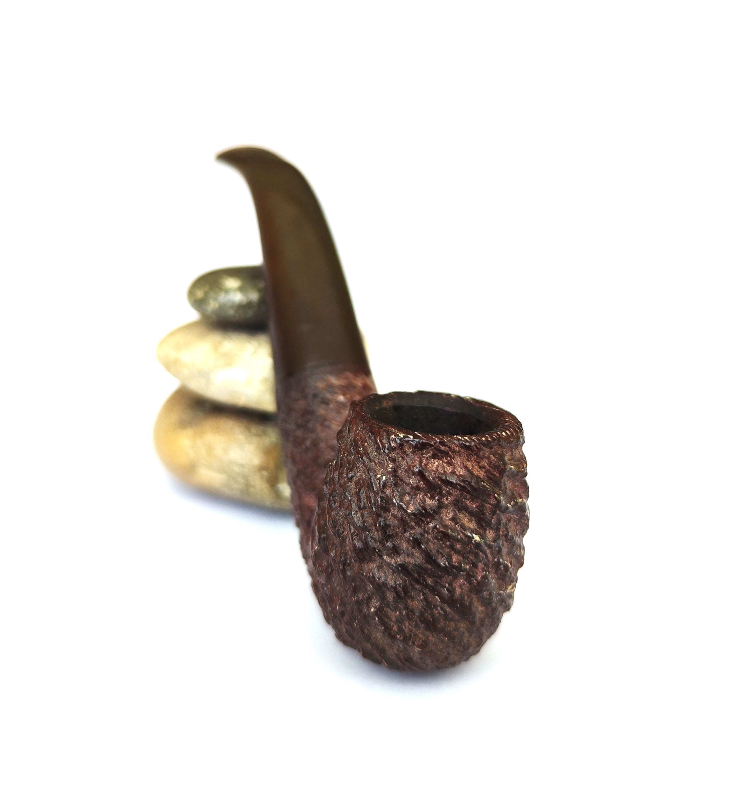 Silver Match Craggy Rustic Bent Billiard Estate Pipe