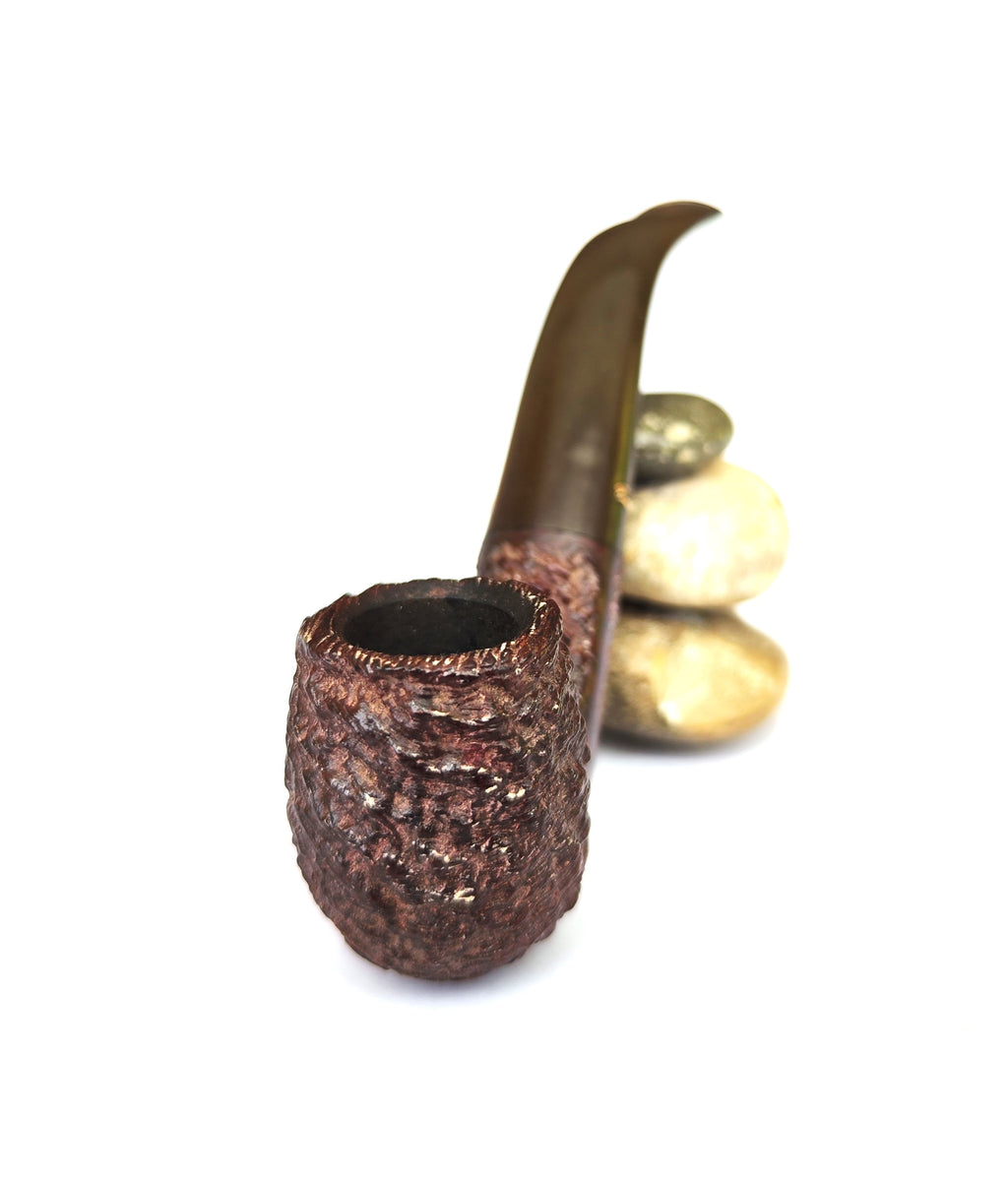 Silver Match Craggy Rustic Bent Billiard Estate Pipe