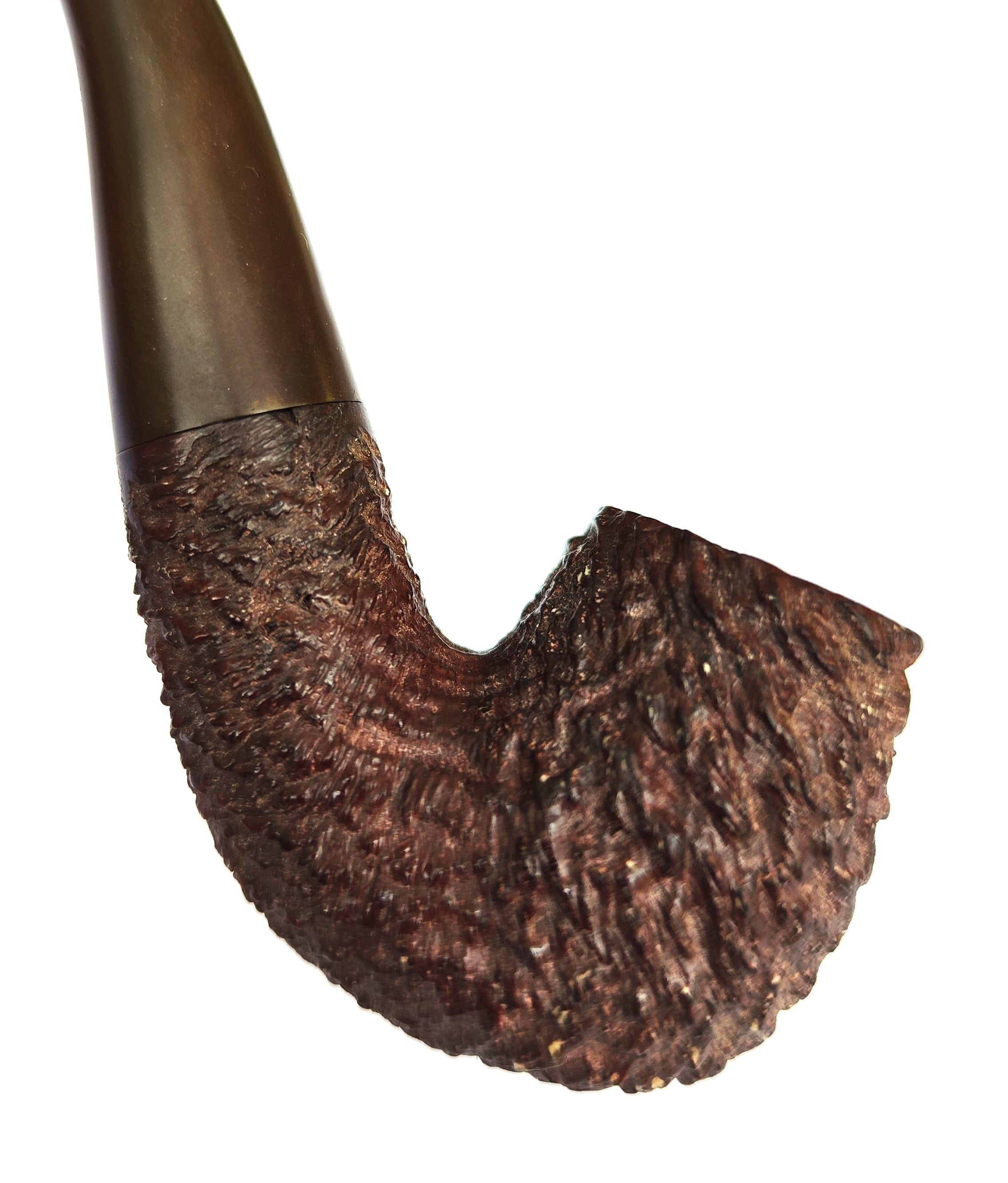 Silver Match Craggy Rustic Bent Billiard Estate Pipe