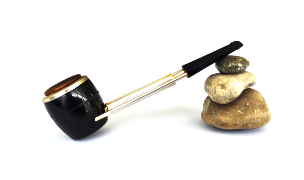 Jima Space Age Modernist Pipe – Glossy Black Metal & Ceramic