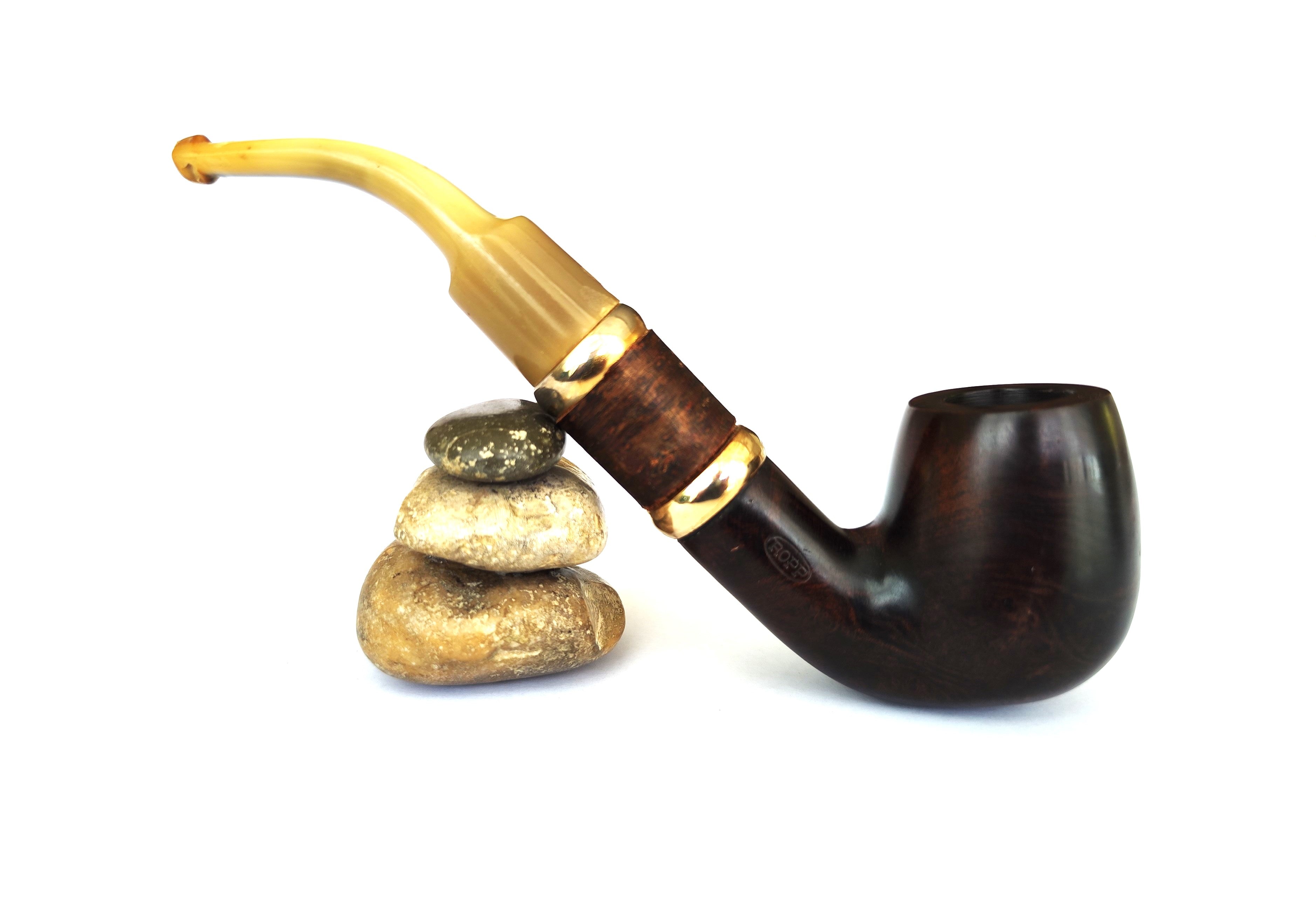 Antique Ropp "La Norvégienne" – Huge Bent Billiard Estate Pipe with Horn Stem & Shank Extension