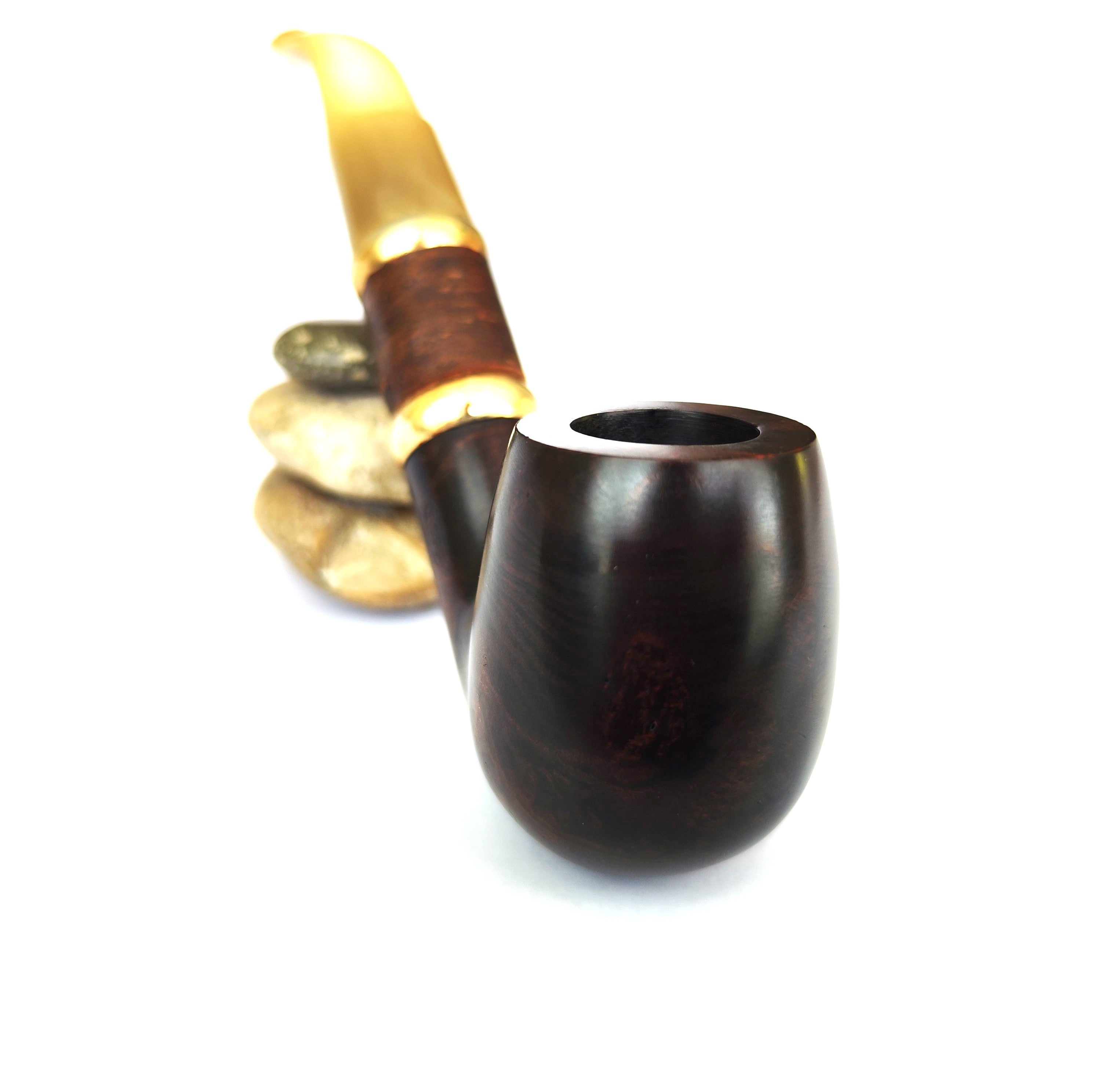 Antique Ropp "La Norvégienne" – Huge Bent Billiard Estate Pipe with Horn Stem & Shank Extension