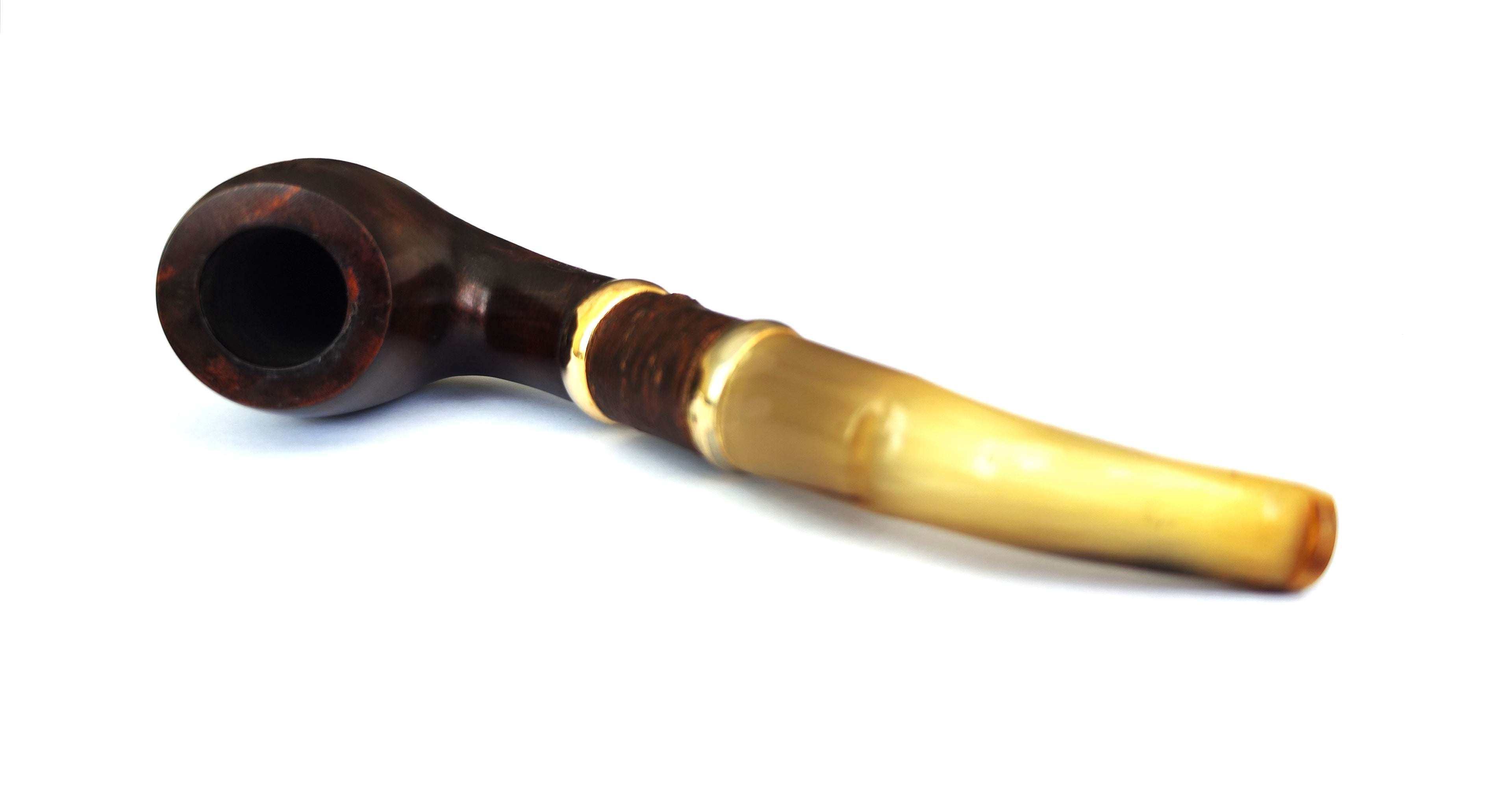 Antique Ropp "La Norvégienne" – Huge Bent Billiard Estate Pipe with Horn Stem & Shank Extension