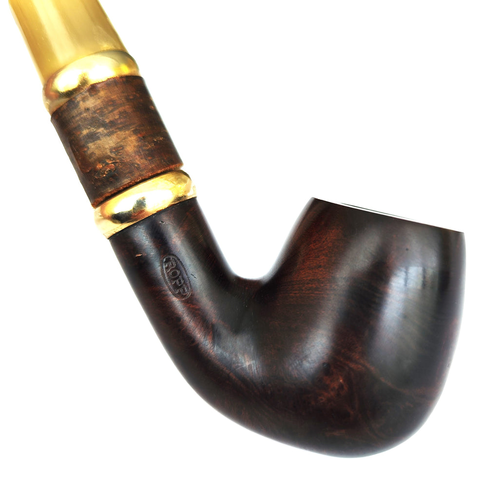 Antique Ropp "La Norvégienne" – Huge Bent Billiard Estate Pipe with Horn Stem & Shank Extension