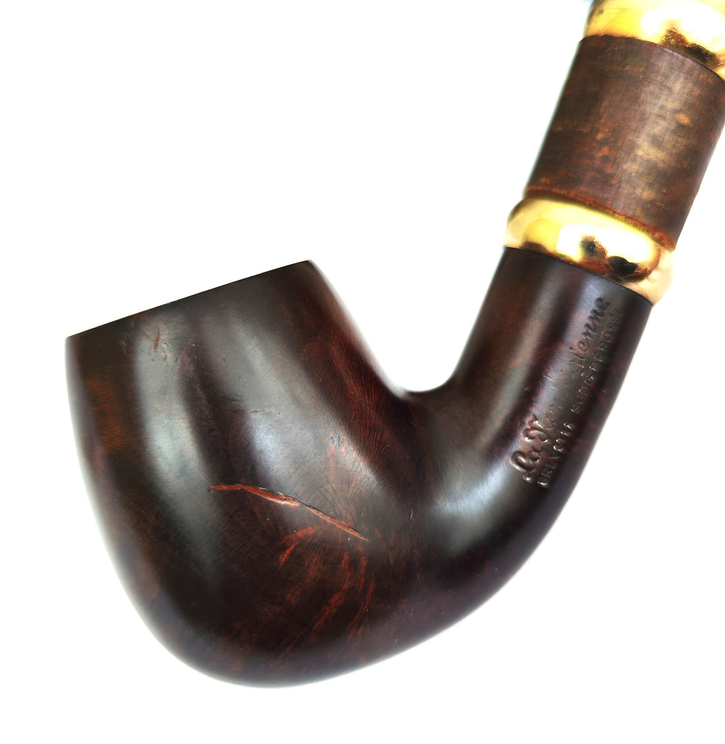 Antique Ropp "La Norvégienne" – Huge Bent Billiard Estate Pipe with Horn Stem & Shank Extension