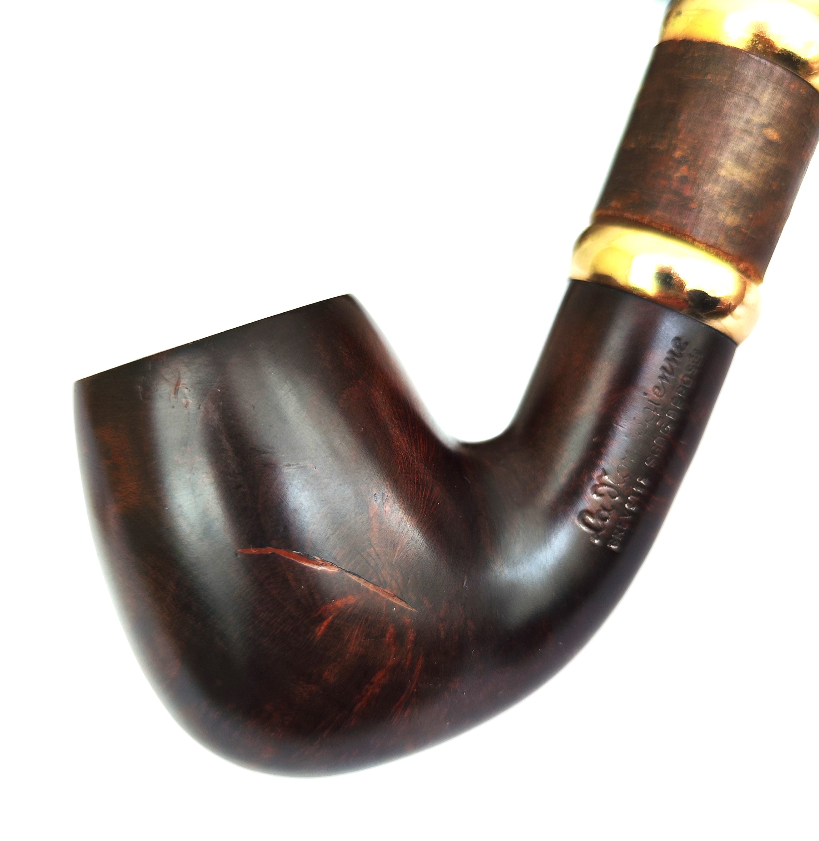 Antique Ropp "La Norvégienne" – Huge Bent Billiard Estate Pipe with Horn Stem & Shank Extension