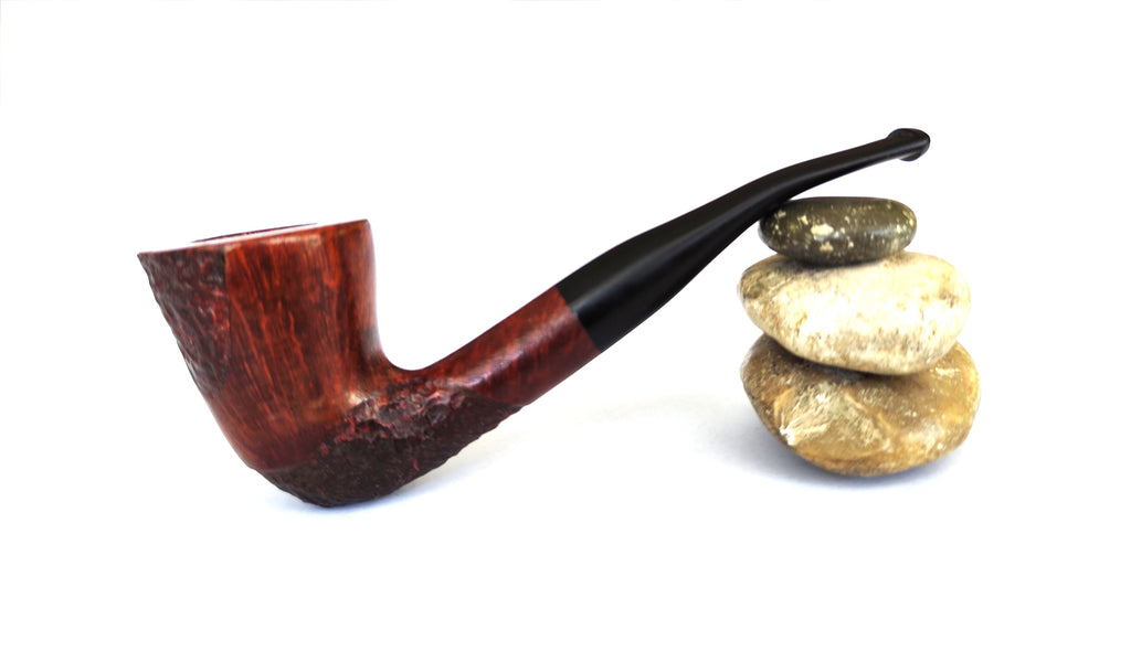 Unsmoked Israeli Estate Pipe – Partially Rusticated Straight Grain Dublin (Bent)