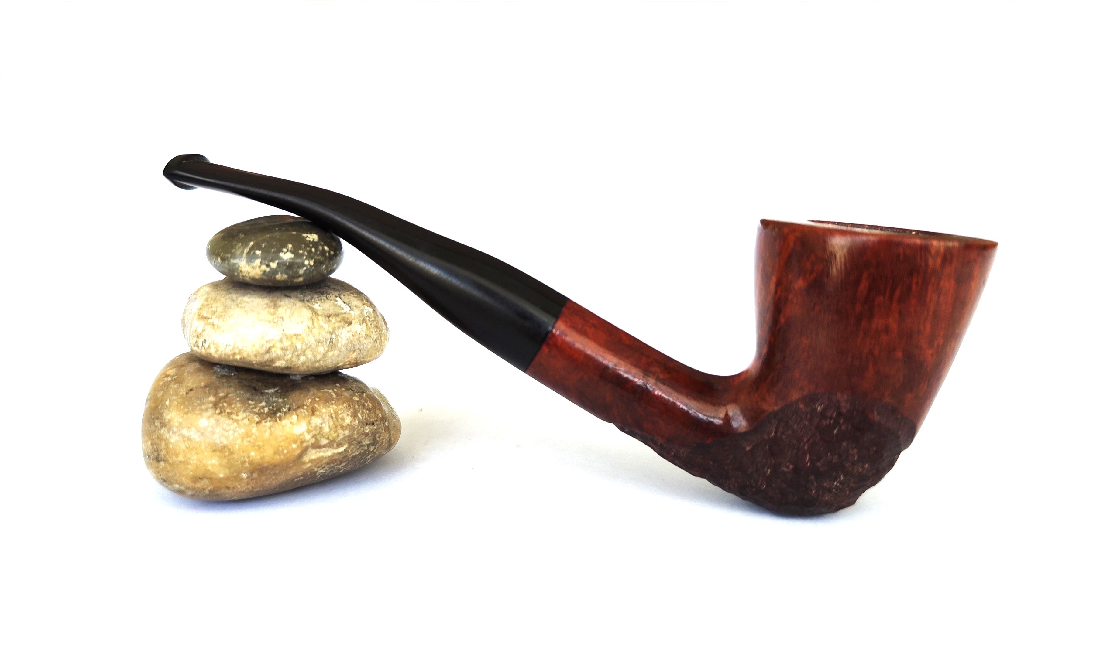 Unsmoked Israeli Estate Pipe – Partially Rusticated Straight Grain Dublin (Bent)