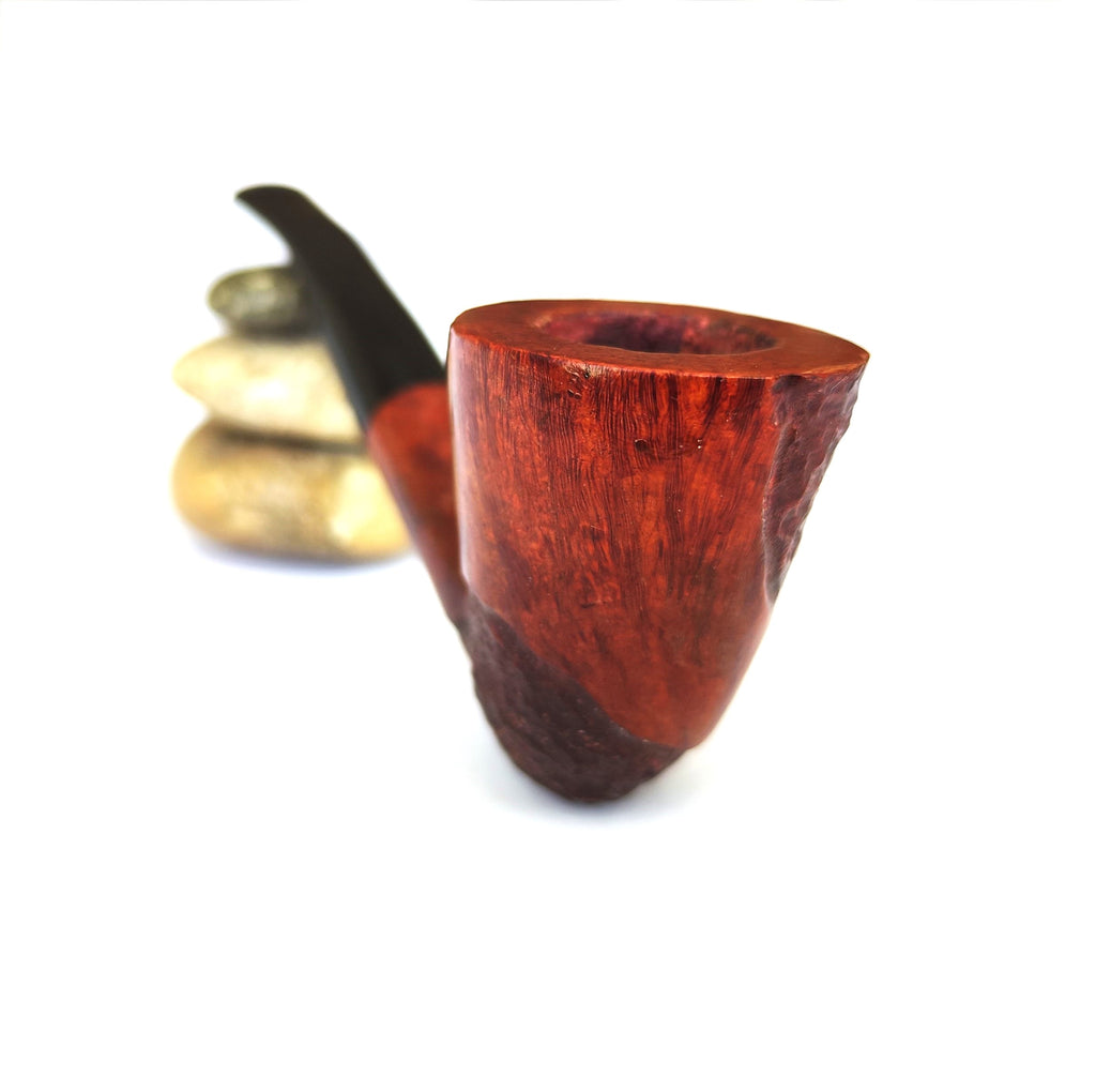 Unsmoked Israeli Estate Pipe – Partially Rusticated Straight Grain Dublin (Bent)