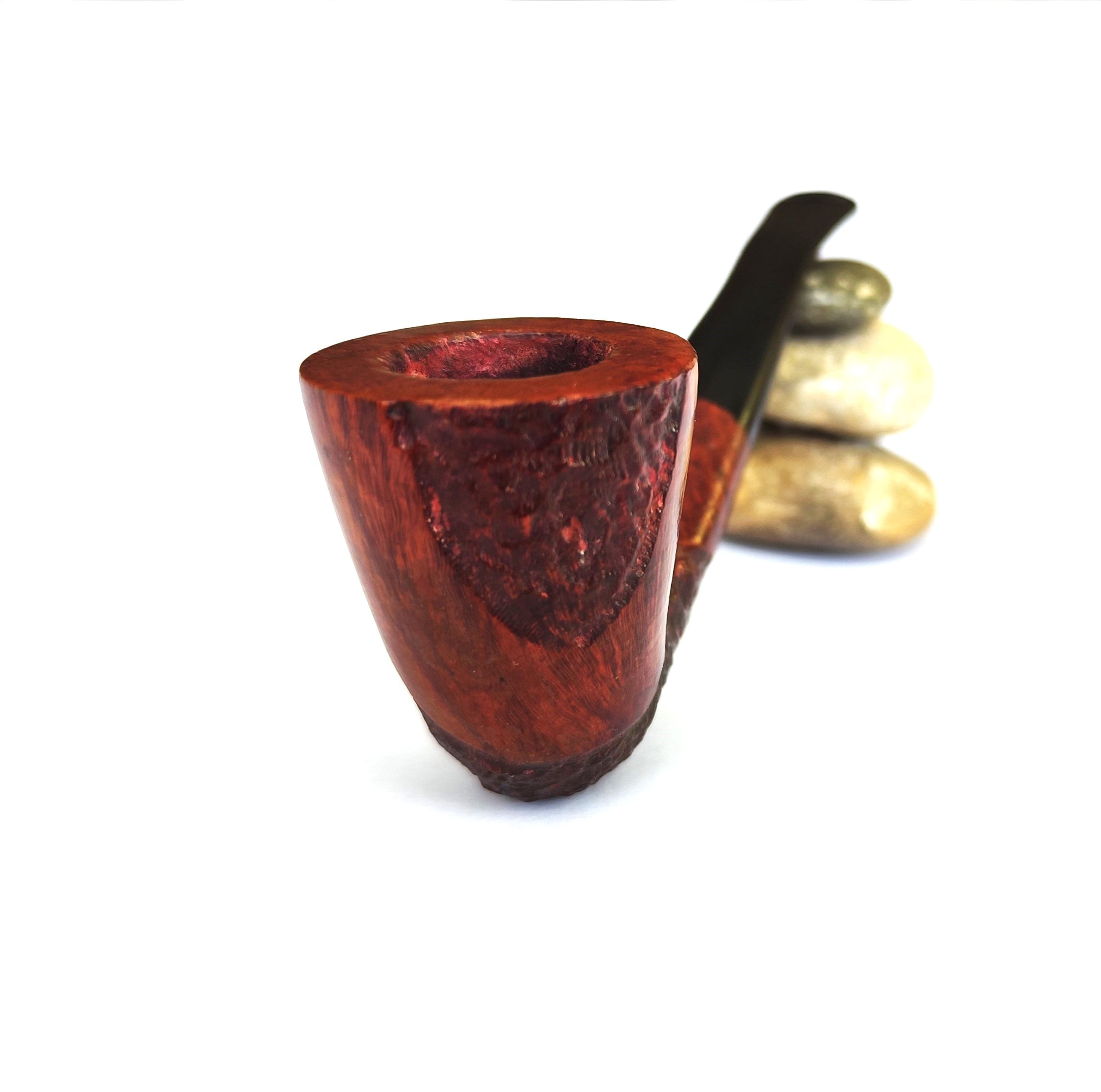 Unsmoked Israeli Estate Pipe – Partially Rusticated Straight Grain Dublin (Bent)