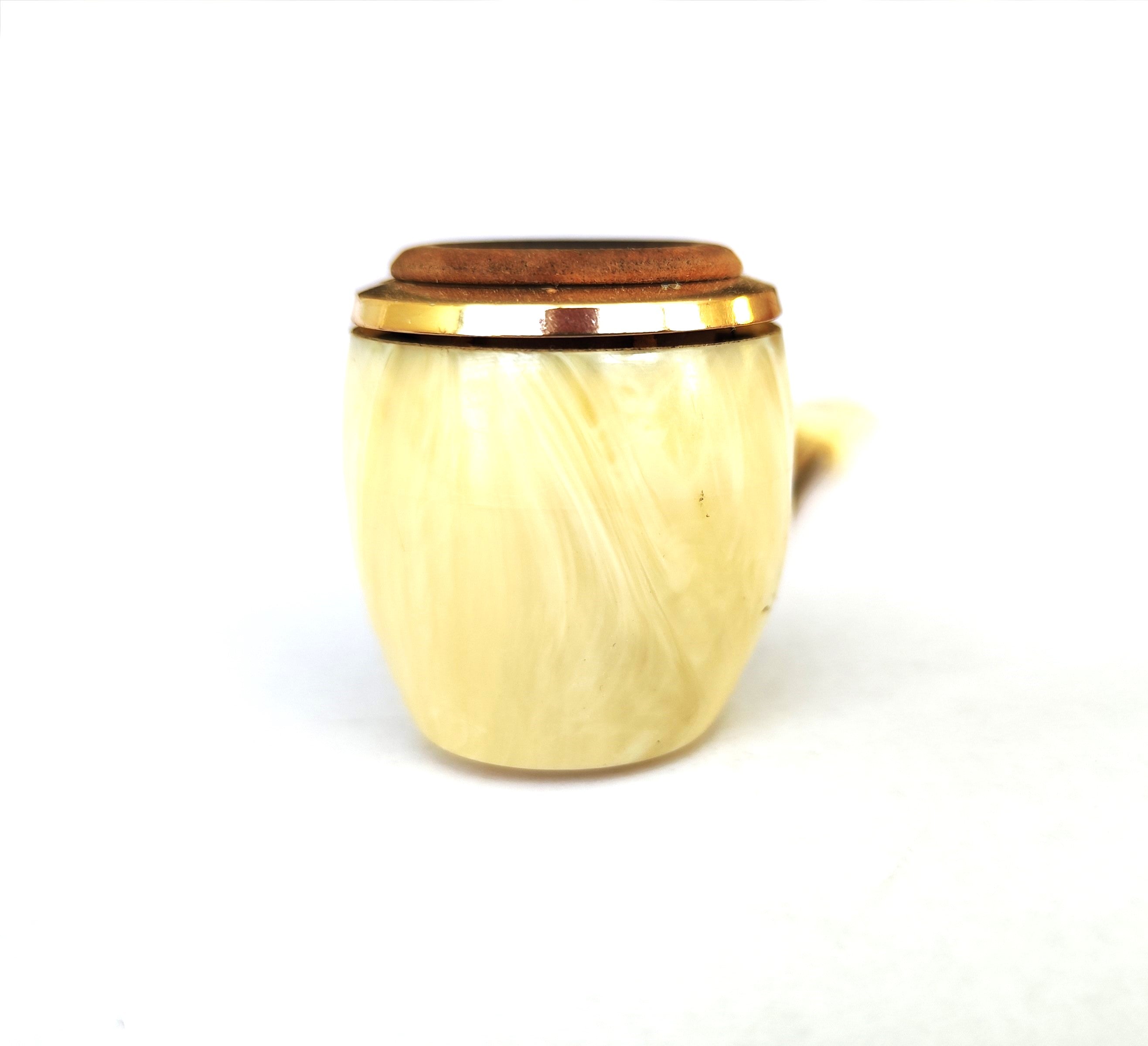 Jima Space Age Modernist Pipe – Gold-Toned Metal & Marbled Ivory