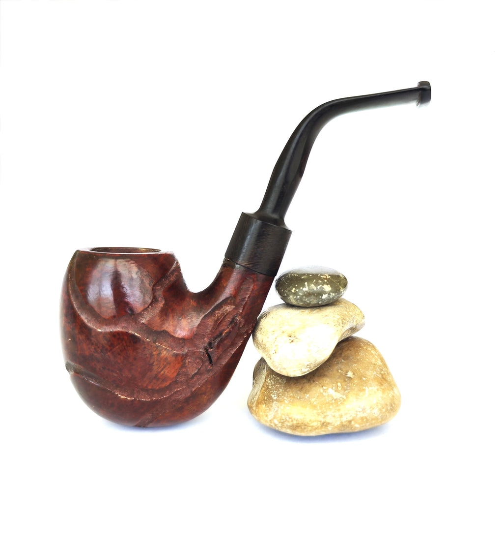 Unsmoked Rough-Carved Large Oom Paul Egg Estate Pipe