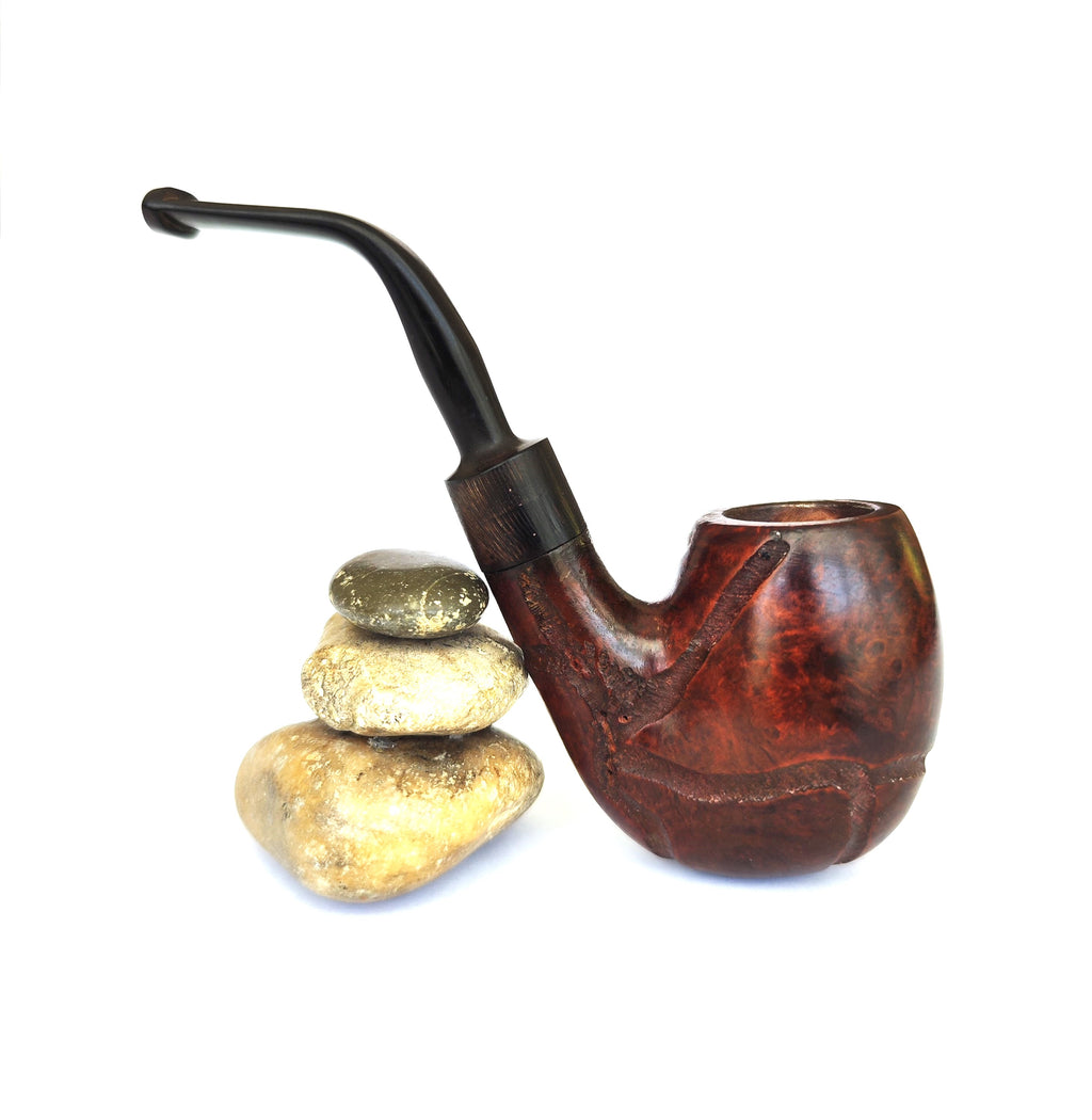 Unsmoked Rough-Carved Large Oom Paul Egg Estate Pipe