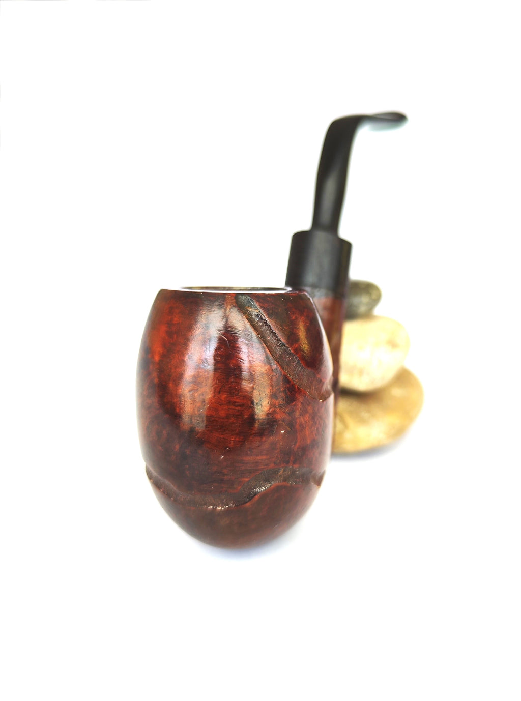Unsmoked Rough-Carved Large Oom Paul Egg Estate Pipe