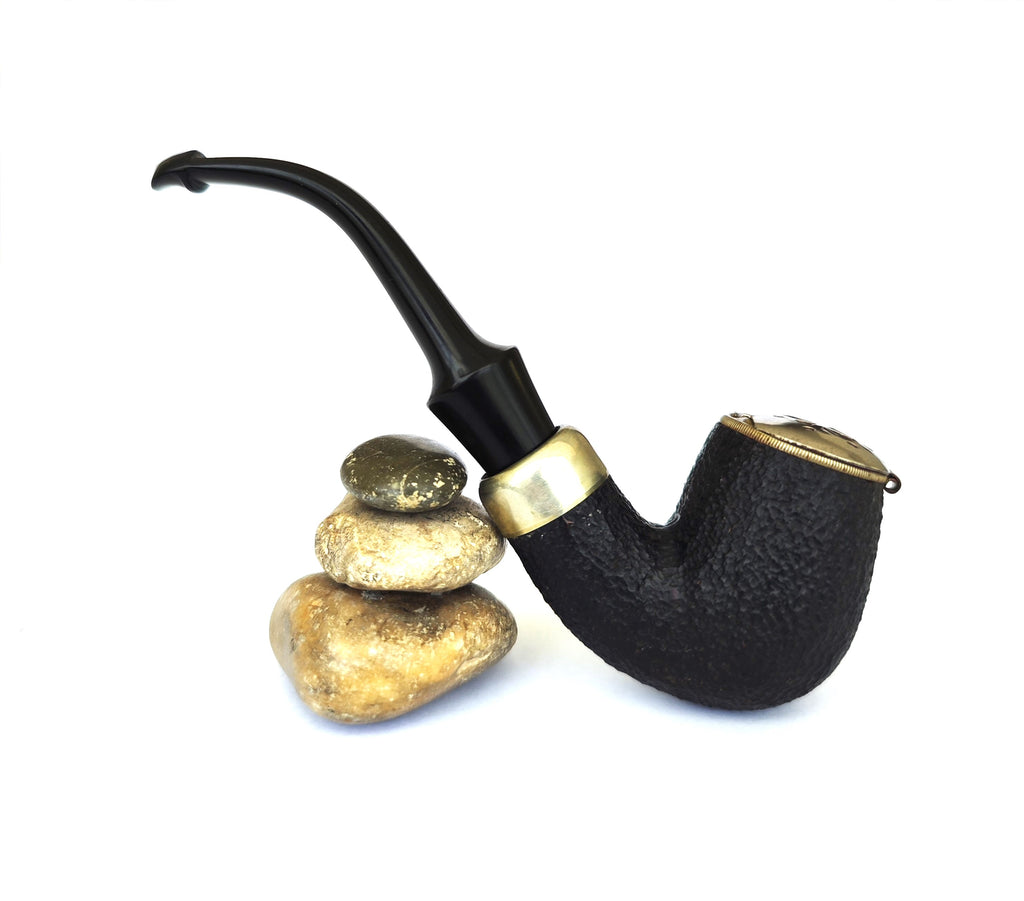 Malka Army Mount | Rustic Large Bent Billiard with Wind Cap Estate Pipe