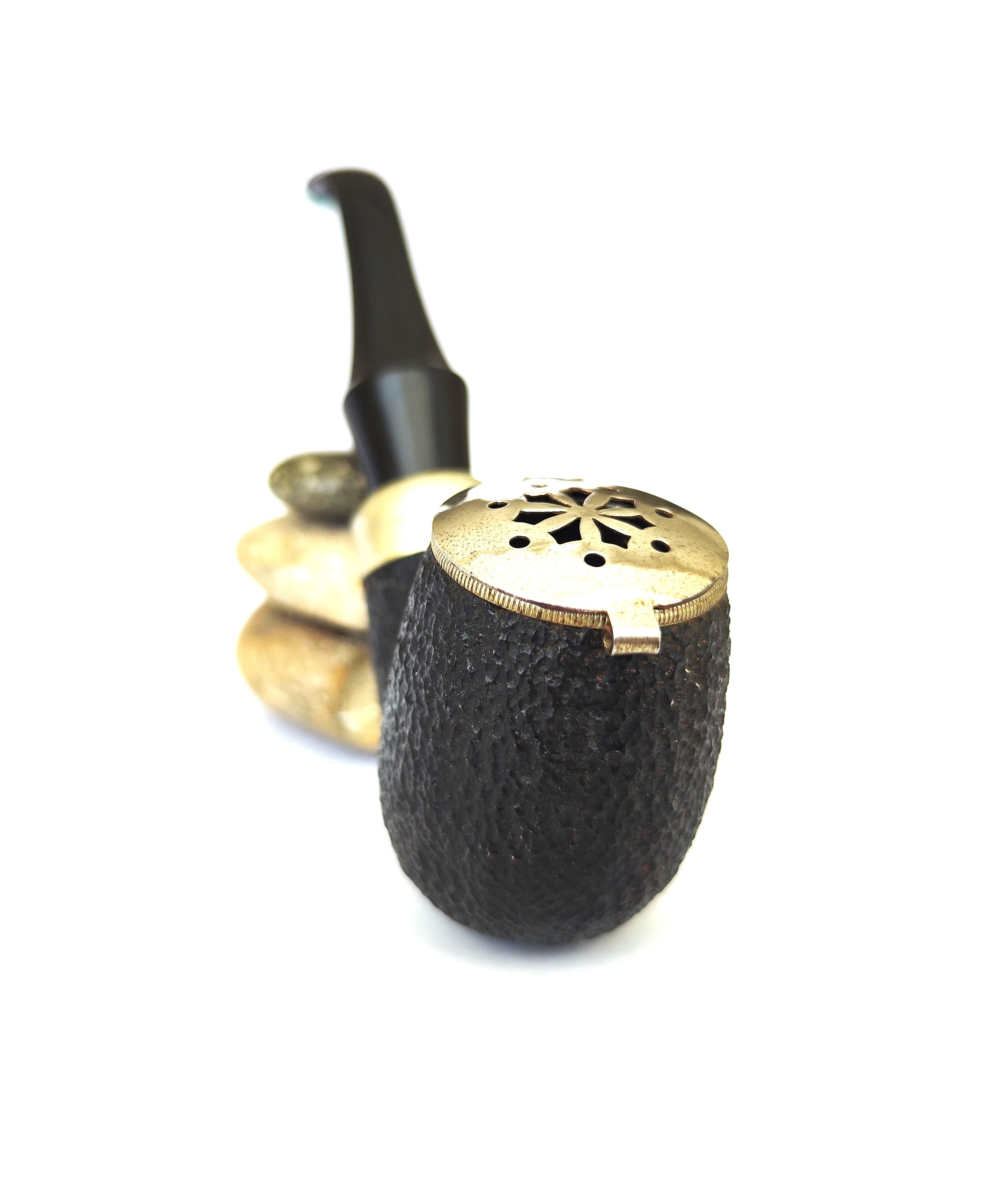 Malka Army Mount | Rustic Large Bent Billiard with Wind Cap Estate Pipe