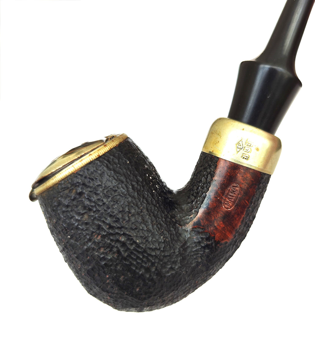 Malka Army Mount | Rustic Large Bent Billiard with Wind Cap Estate Pipe