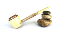 Jima Space Age Modernist Pipe – Gold-Toned Metal & Marbled Ivory