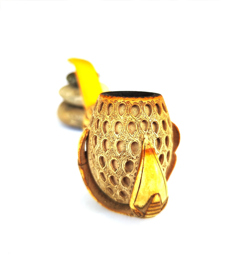 Large Hand-Carved Block Meerschaum – Dragon Claw & Lattice Egg Estate Pipe