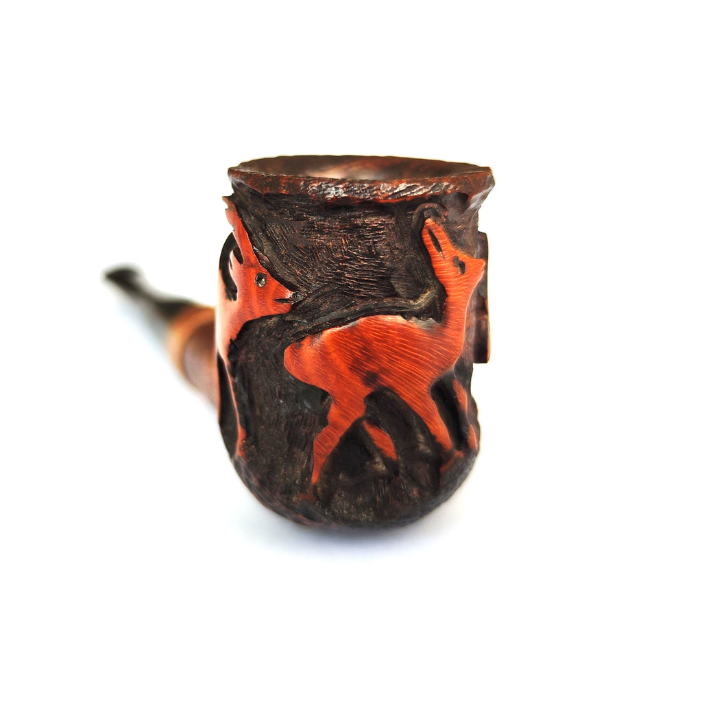 Jeantet Carved Deers Sandblast Billiard Estate Pipe