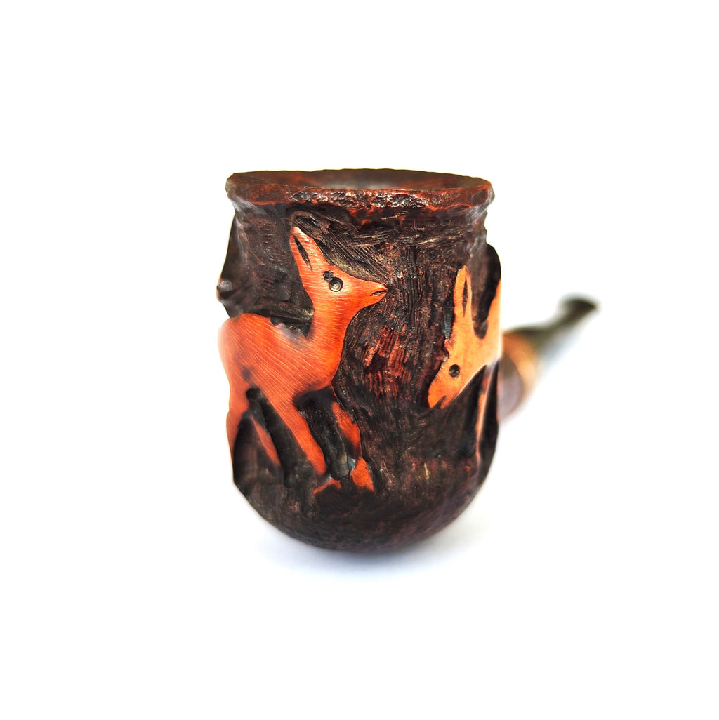 Jeantet Carved Deers Sandblast Billiard Estate Pipe