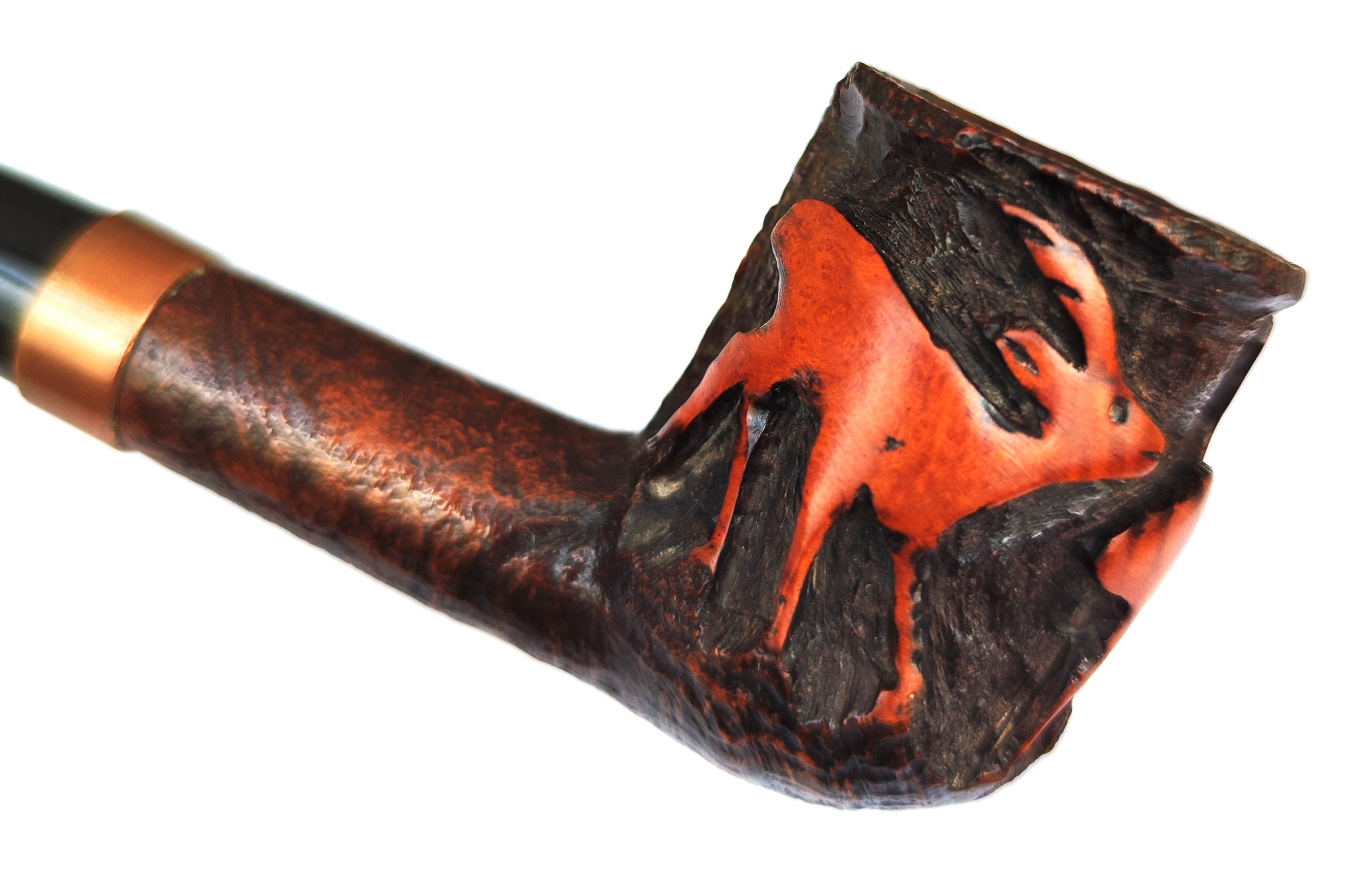 Jeantet Carved Deers Sandblast Billiard Estate Pipe