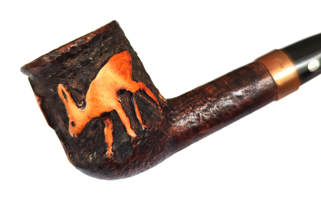 Jeantet Carved Deers Sandblast Billiard Estate Pipe