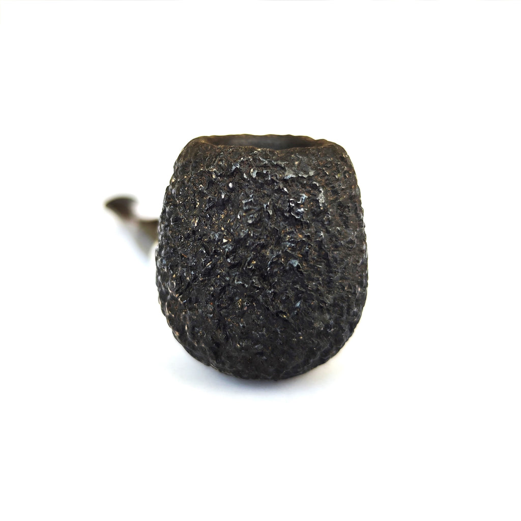 Vintage African Black Meerschaum Pipe – Rustic Apple with Army Mount