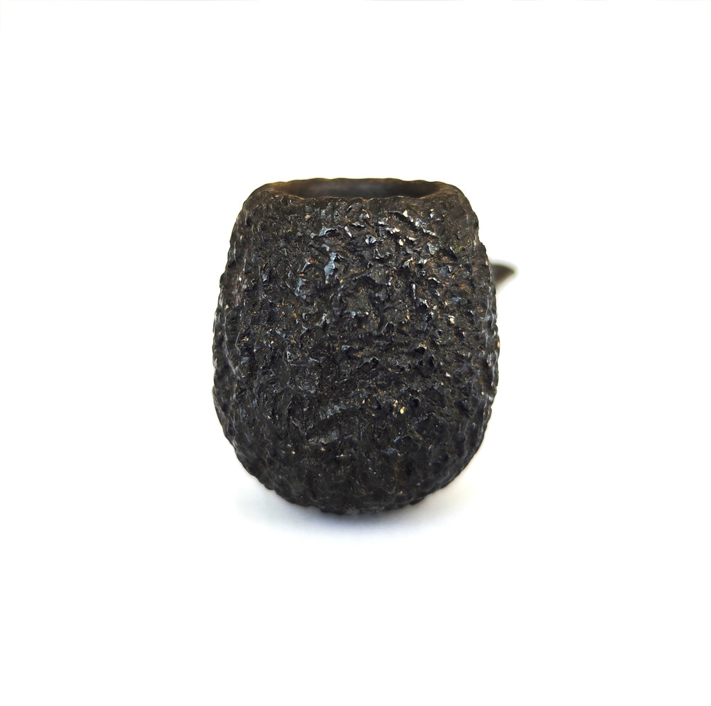 Vintage African Black Meerschaum Pipe – Rustic Apple with Army Mount