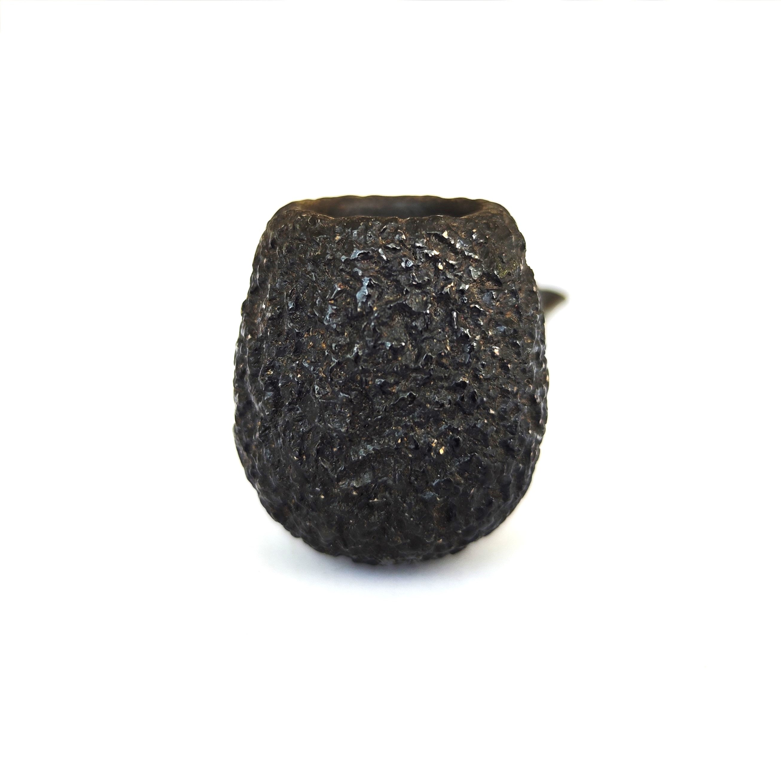 Vintage African Black Meerschaum Pipe – Rustic Apple with Army Mount