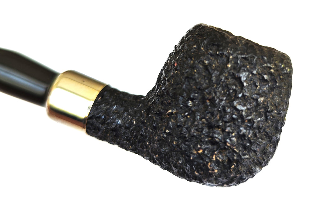 Vintage African Black Meerschaum Pipe – Rustic Apple with Army Mount