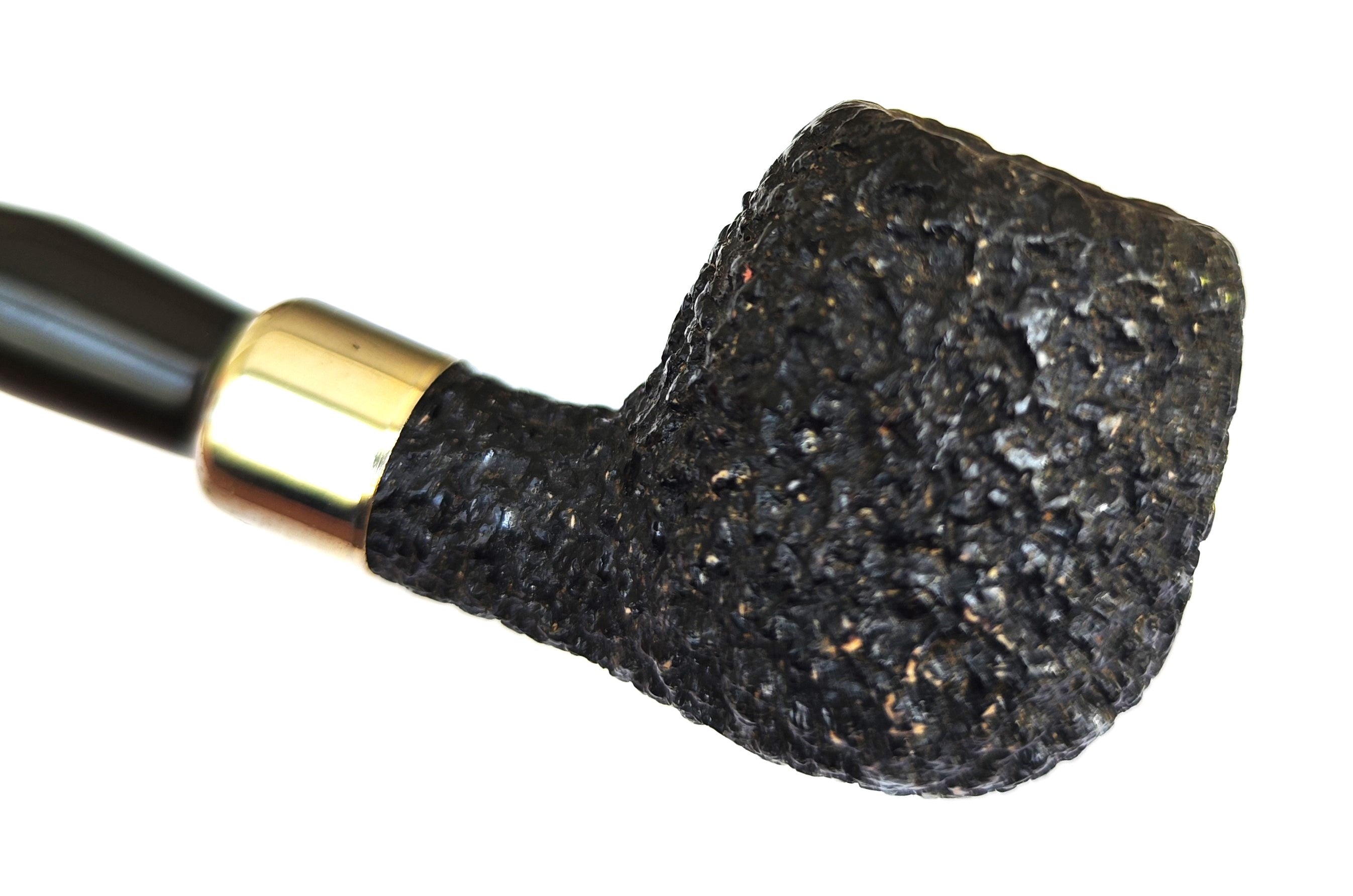 Vintage African Black Meerschaum Pipe – Rustic Apple with Army Mount