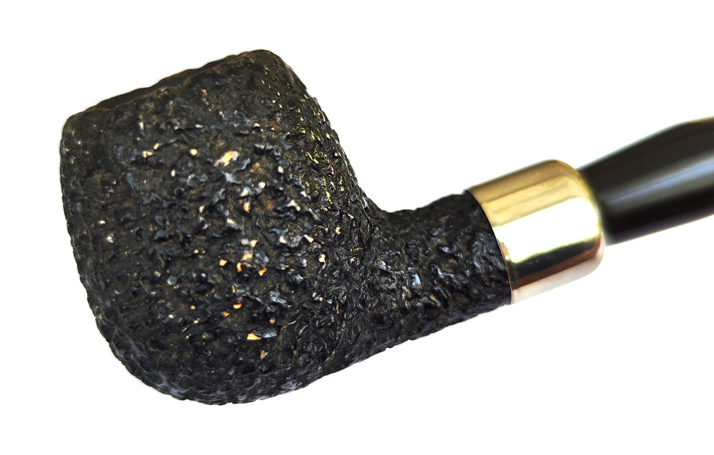 Vintage African Black Meerschaum Pipe – Rustic Apple with Army Mount