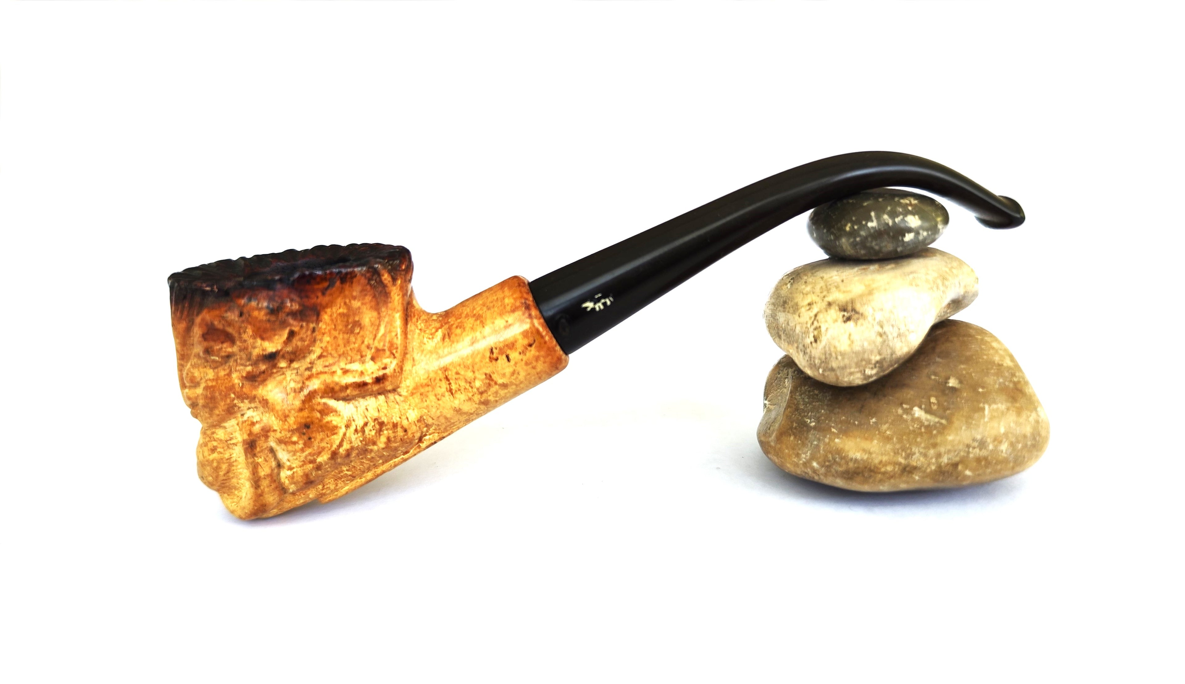 Vintage Tanganyika African Block Meerschaum Pipe – Hand-Carved Tribal Motifs