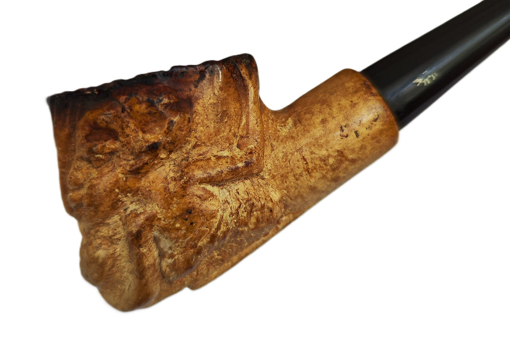 Vintage Tanganyika African Block Meerschaum Pipe – Hand-Carved Tribal Motifs