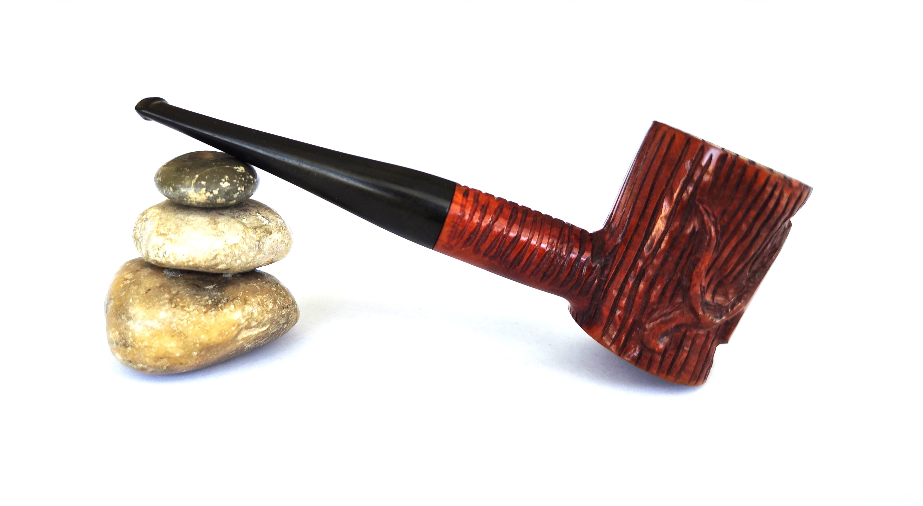 Rare Shalom Briar "Lions of Zion" Hand-Carved Poker Estate Pipe