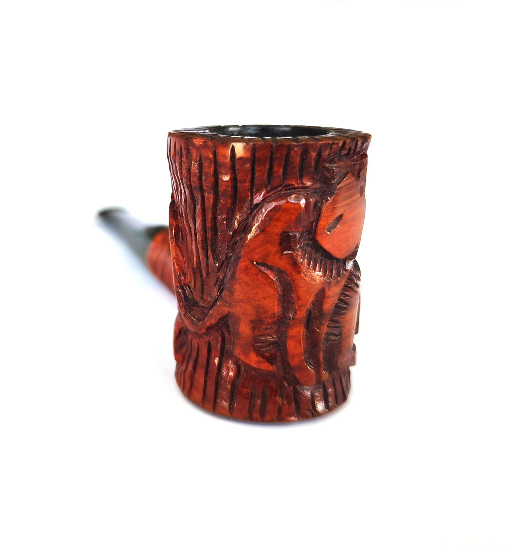 Rare Shalom Briar "Lions of Zion" Hand-Carved Poker Estate Pipe