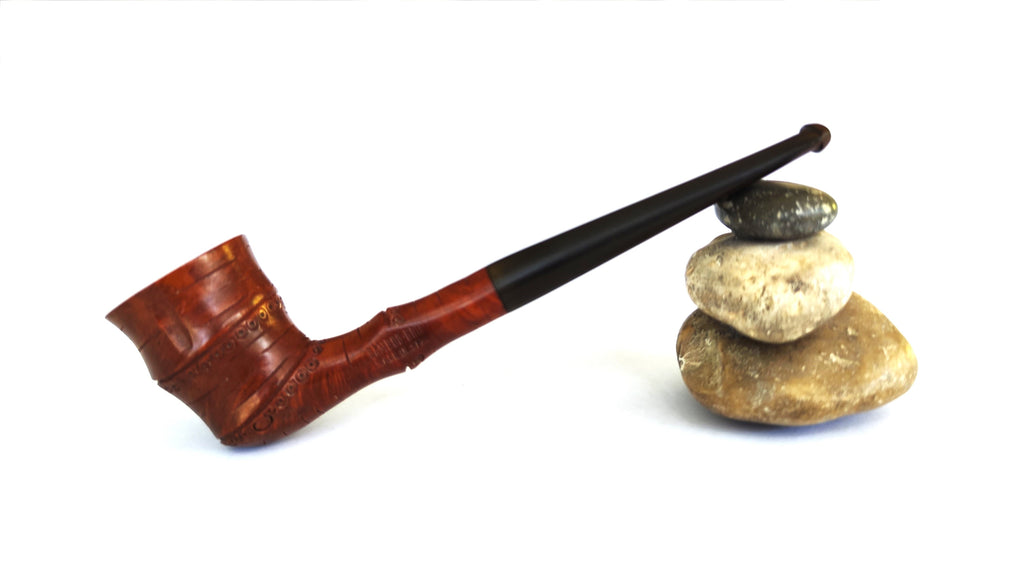 Vintage Bamboo Briar Made in Spain - Bamboo-Like Carved Dublin Estate Pipe