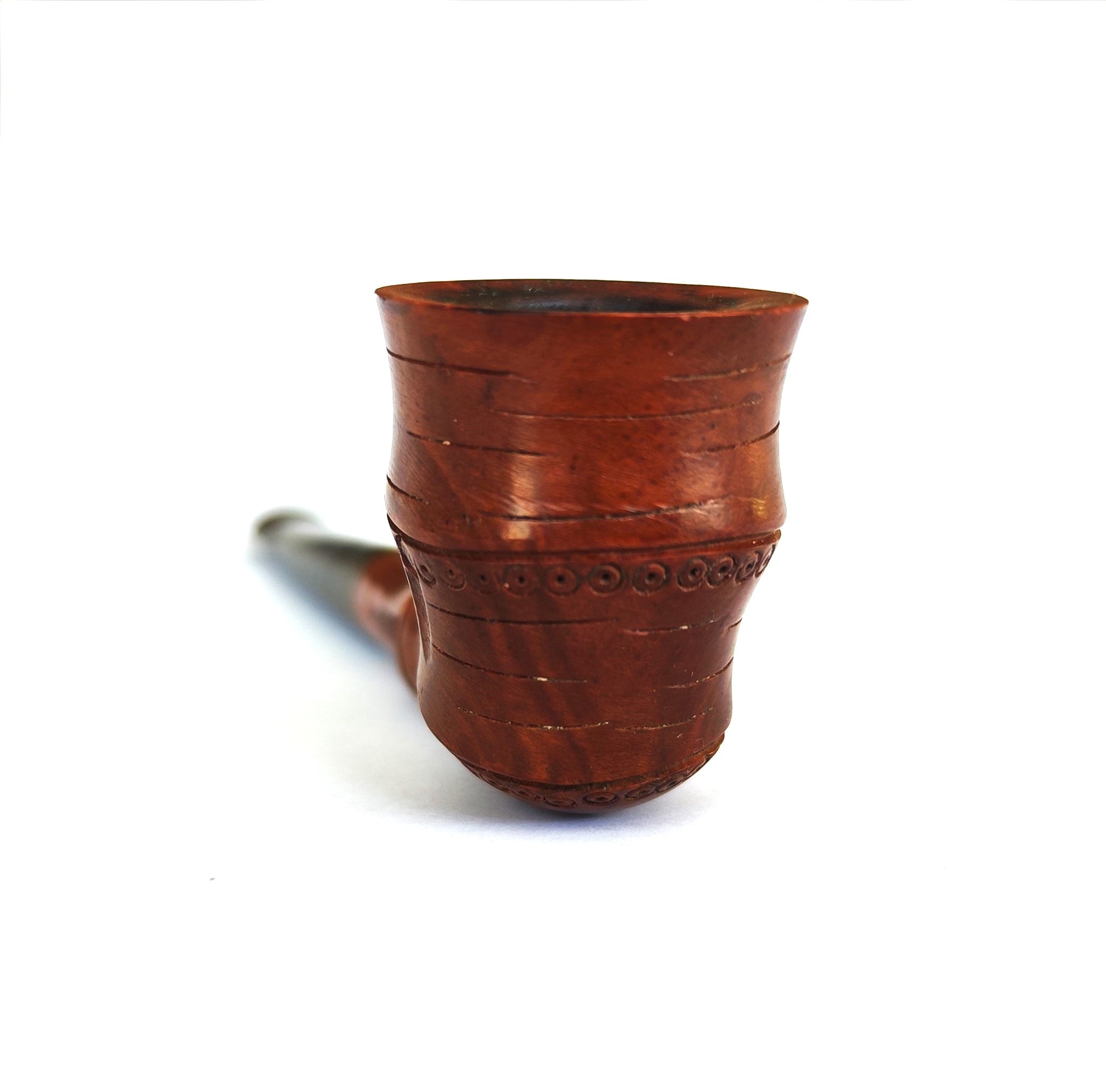 Vintage Bamboo Briar Made in Spain - Bamboo-Like Carved Dublin Estate Pipe
