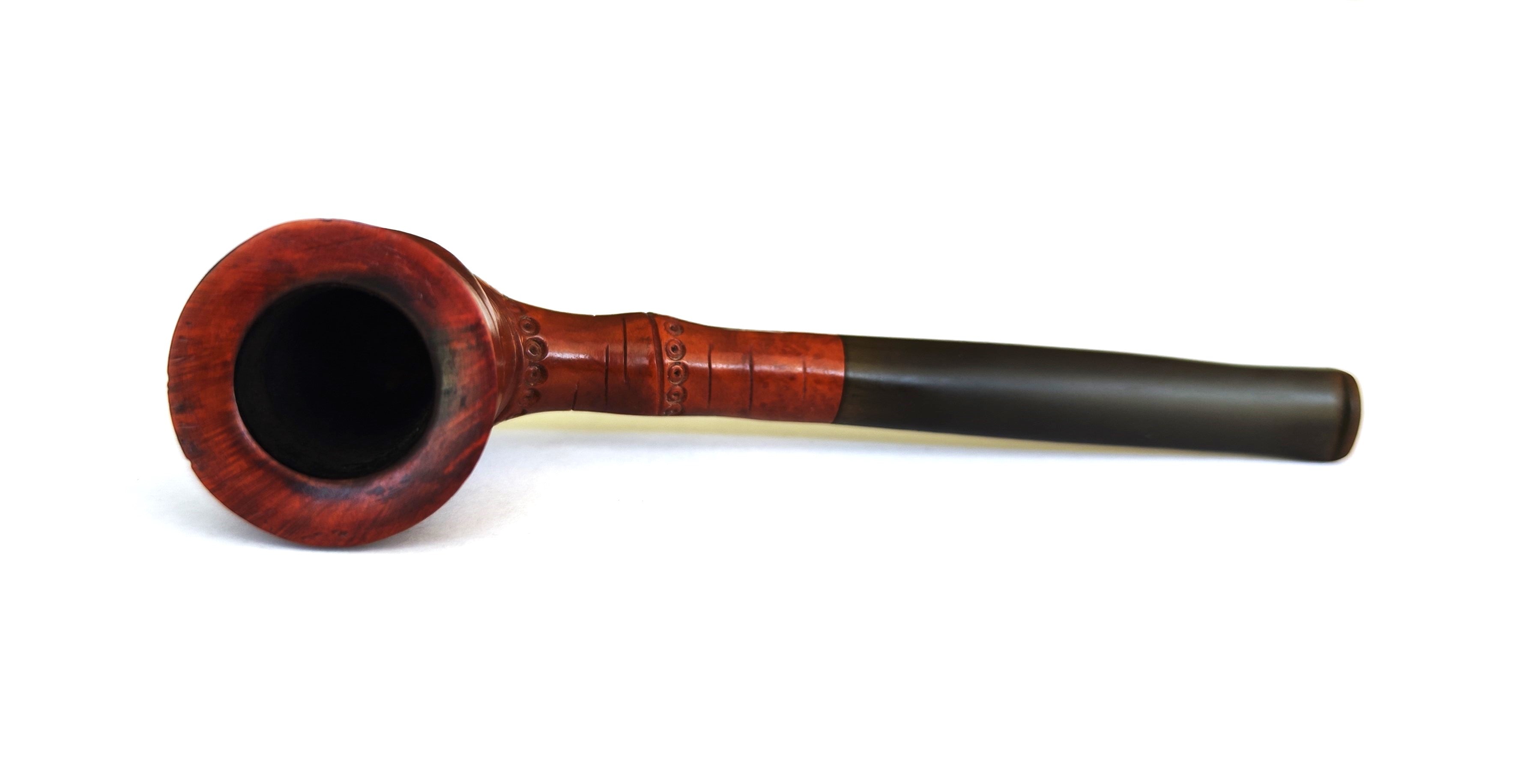 Vintage Bamboo Briar Made in Spain - Bamboo-Like Carved Dublin Estate Pipe