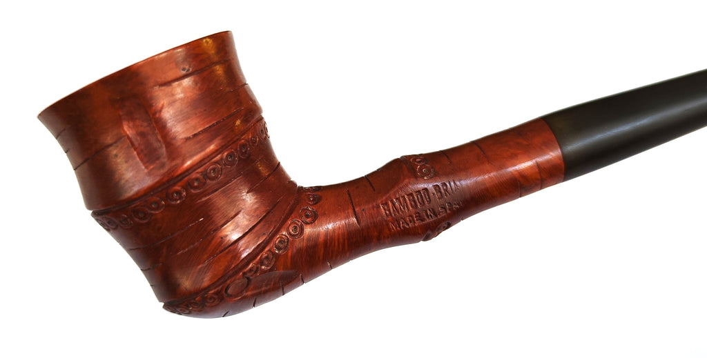Vintage Bamboo Briar Made in Spain - Bamboo-Like Carved Dublin Estate Pipe
